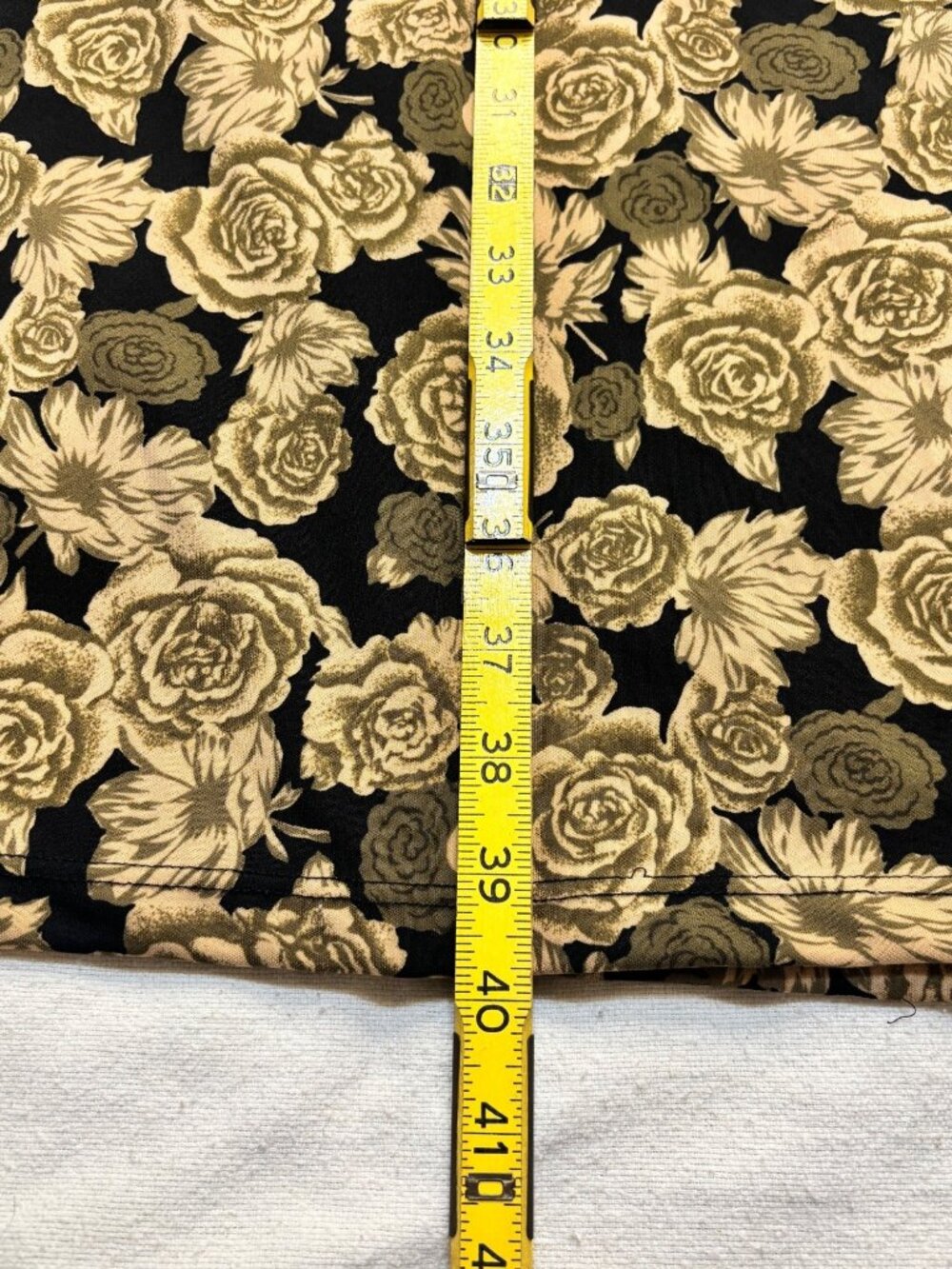 Susan Lawrence Black & Gold Floral Wrap Dress Long Sleeve Made In USA Size M - Picture 12 of 16